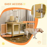 Dual-Use Dog Crate & End Table with Cushion - Medium/Large Dogs | Two Colours, PawHut, Oak Tone