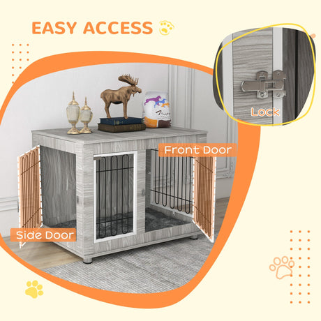 Dual-Use Large Dog Crate with Cushion - Grey, 106x74x81.5cm, PawHut,