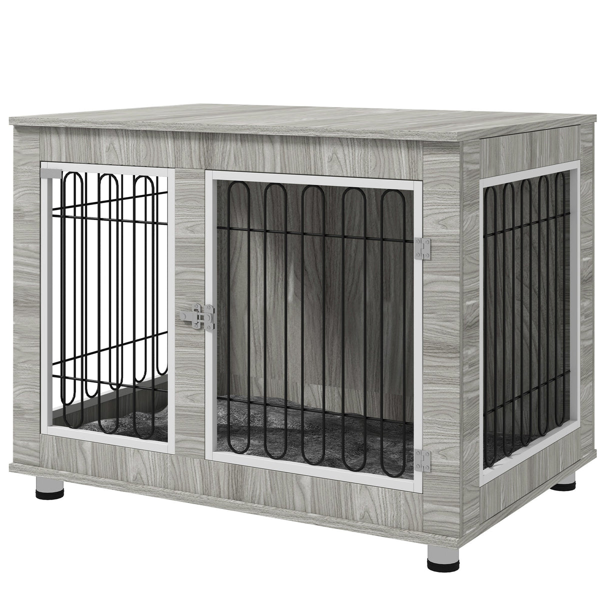 Dual-Use Large Dog Crate with Cushion - Grey, 106x74x81.5cm, PawHut,