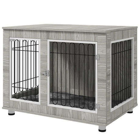Dual-Use Large Dog Crate with Cushion - Grey, 106x74x81.5cm, PawHut,