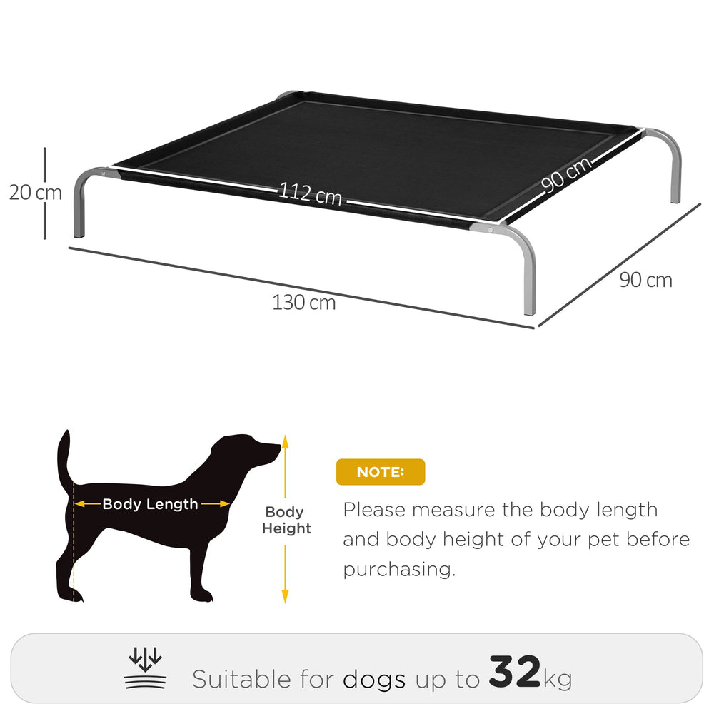 Elevated Pet Bed Cooling for Large Sized Dogs with Non-slip Pads Steel Frame Breathable Mesh Fabric, 130 x 90 x 20 cm, PawHut,