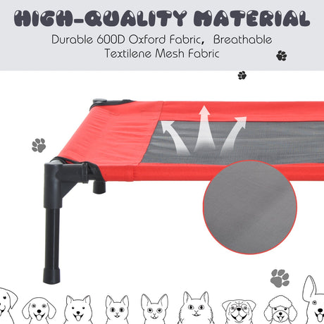 Elevated Pet Bed Portable Camping Raised Dog Bed w/ Metal Frame and (Medium), PawHut,