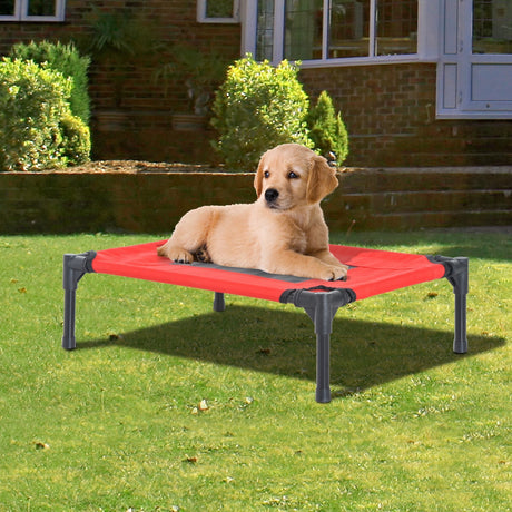 Elevated Pet Bed Portable Camping Raised Dog Bed w/ Metal Frame and (Small), PawHut,