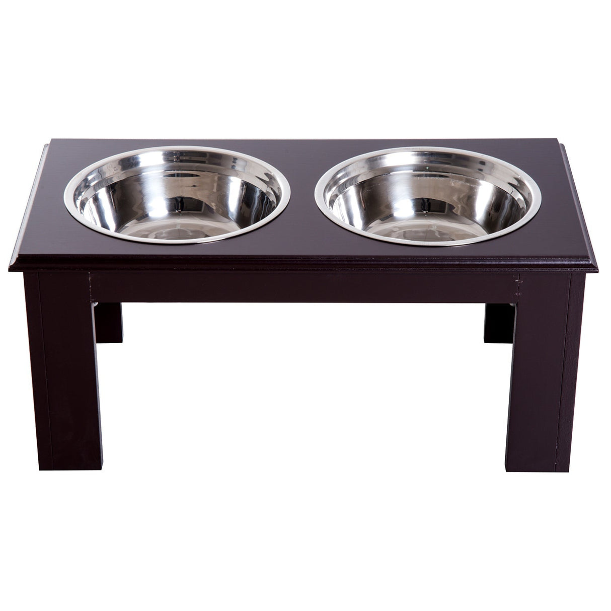 Elevated Stainless Steel Pet Feeder 25H cm, PawHut, Brown