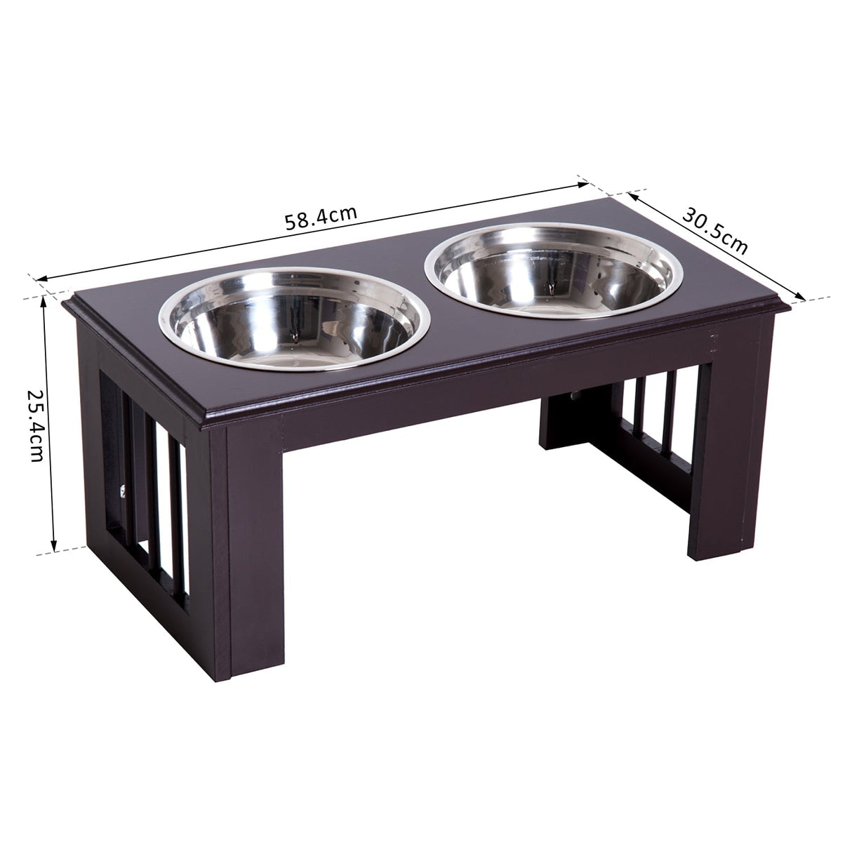 Elevated Stainless Steel Pet Feeder 25H cm, PawHut, Brown