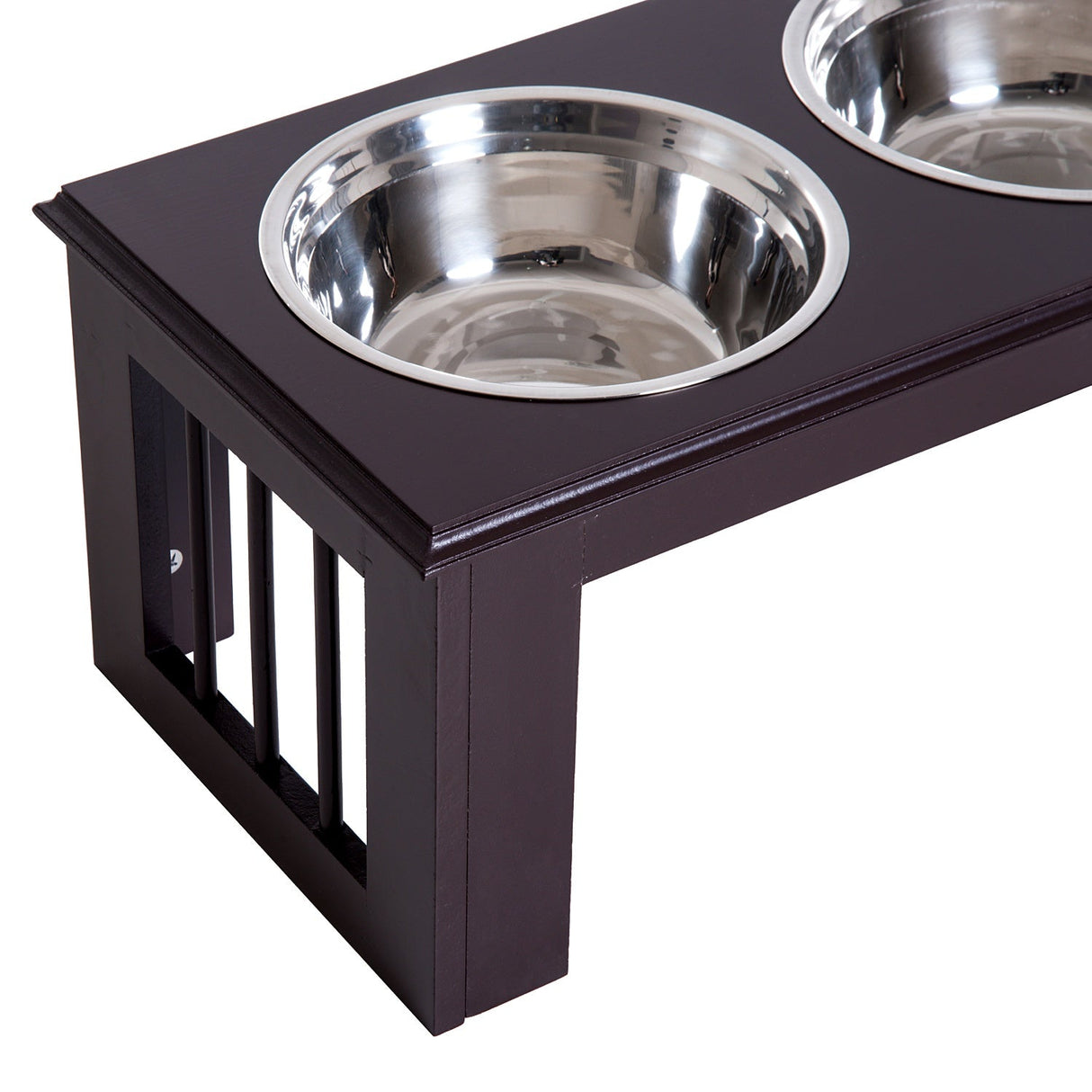 Elevated Stainless Steel Pet Feeder 25H cm, PawHut, Brown