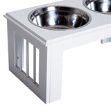 Elevated Stainless Steel Pet Feeder 25H cm, PawHut, White