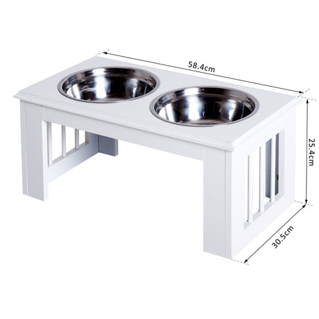 Elevated Stainless Steel Pet Feeder 25H cm, PawHut, White