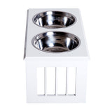 Elevated Stainless Steel Pet Feeder 25H cm, PawHut, White