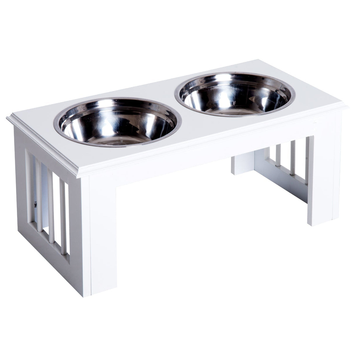 Elevated Stainless Steel Pet Feeder 25H cm, PawHut, White