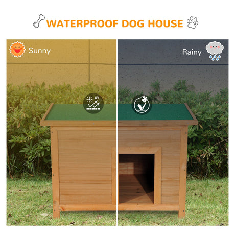 Elevated Wooden Dog Kennel with Open Top, 82x58x58cm, PawHut,