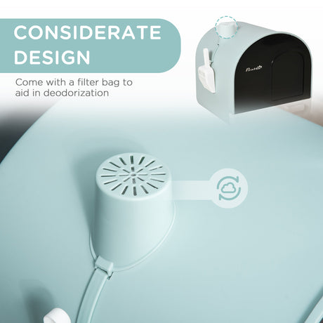 Enclosed Cat Litter Box with Filter, Scoop, and Tray - Ideal for Small Cats, PawHut, Green