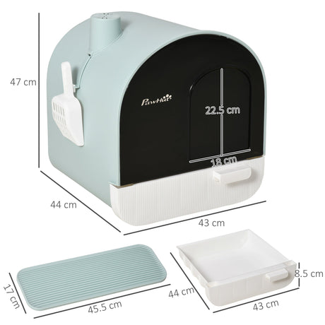 Enclosed Cat Litter Box with Filter, Scoop, and Tray - Ideal for Small Cats, PawHut, Green