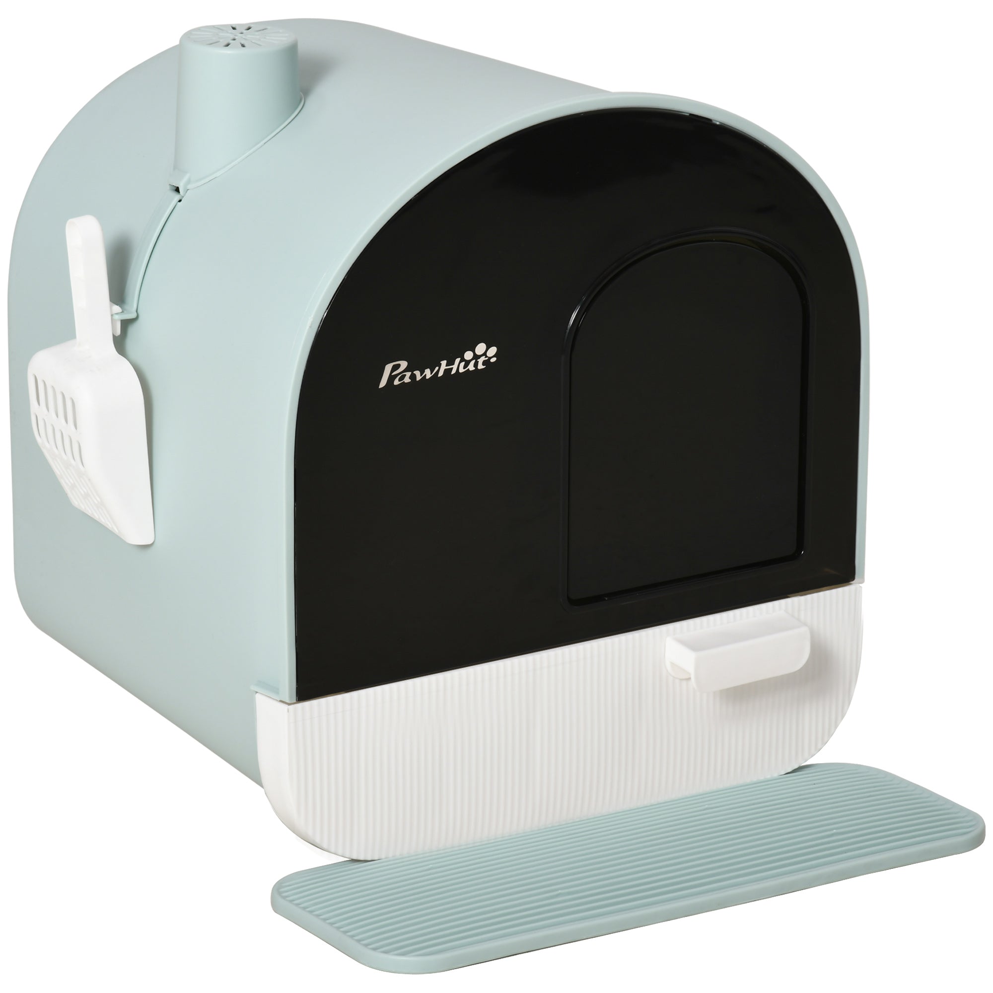 Enclosed Cat Litter Box with Filter, Scoop, and Tray - Ideal for Small Cats, PawHut, Green