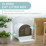 Enclosed Cat Litter Box with Filter, Scoop, and Tray - Ideal for Small Cats, PawHut, White
