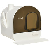 Enclosed Cat Litter Box with Filter, Scoop, and Tray - Ideal for Small Cats, PawHut, White