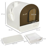 Enclosed Cat Litter Box with Filter, Scoop, and Tray - Ideal for Small Cats, PawHut, White