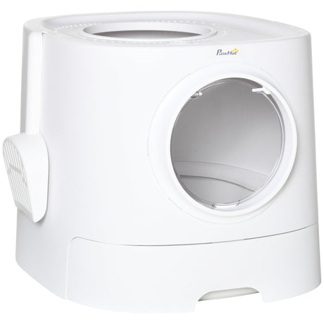 Enclosed Cat Litter Box with Scoop, Dual-Entry, Compact, PawHut,