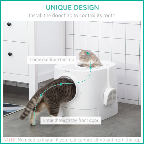 Enclosed Cat Litter Box with Scoop, Dual-Entry, Compact, PawHut,