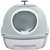 Enclosed Cat Toilet Box with Scoop, Skylight - Easy Clean, PawHut, Tile Blue