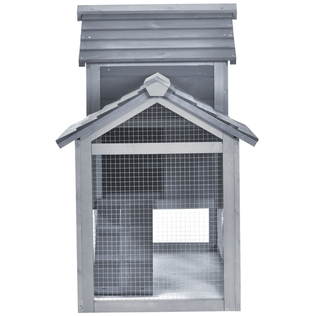 Enclosed Small Wooden Chicken Coop with Nesting Box, PawHut, Grey