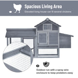 Enclosed Small Wooden Chicken Coop with Nesting Box, PawHut, Grey