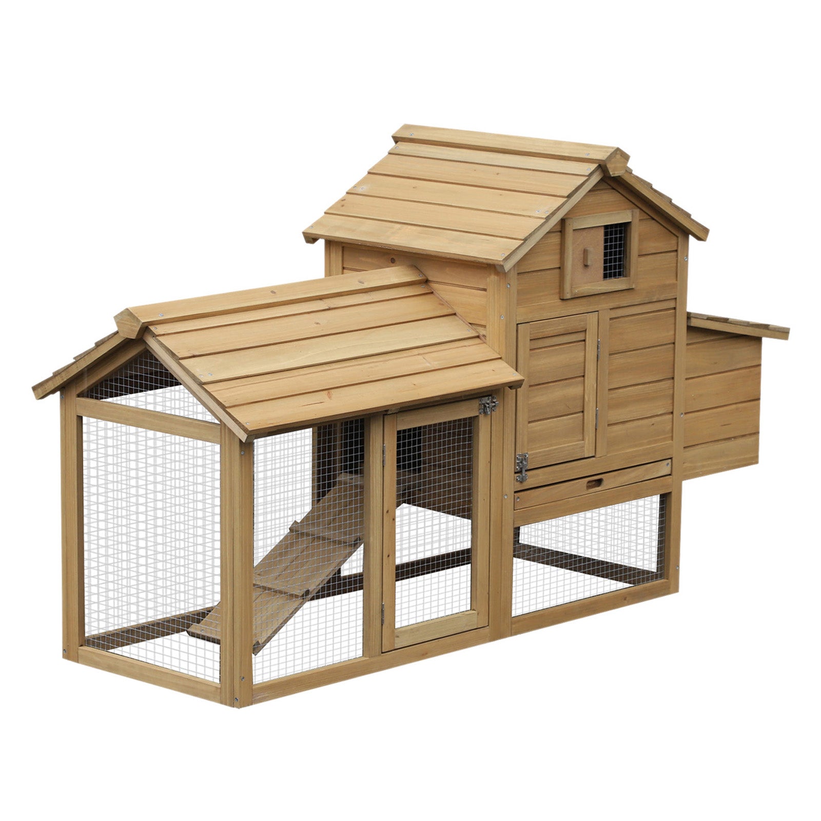 Enclosed Small Wooden Chicken Coop with Nesting Box, PawHut, Natural