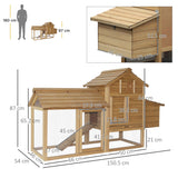 Enclosed Small Wooden Chicken Coop with Nesting Box, PawHut, Natural