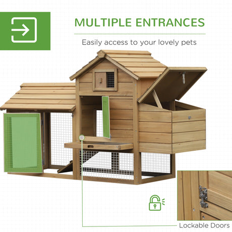 Enclosed Small Wooden Chicken Coop with Nesting Box, PawHut, Natural