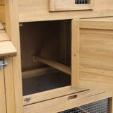 Enclosed Small Wooden Chicken Coop with Nesting Box, PawHut, Natural