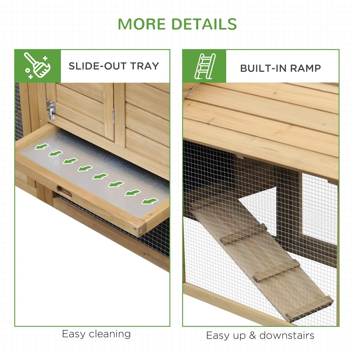 Enclosed Small Wooden Chicken Coop with Nesting Box, PawHut, Natural