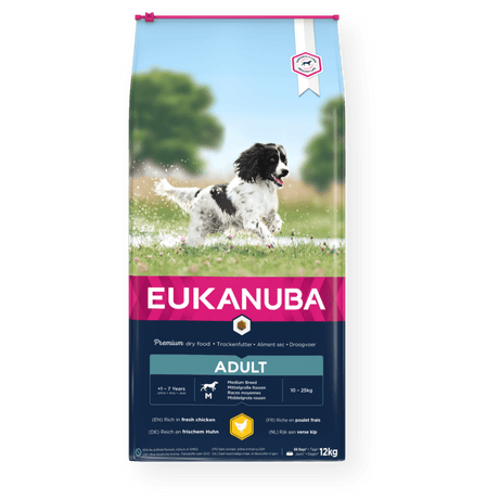 Eukanuba Adult Medium Breed Fresh Chicken Dry Dog Food, Eukanuba, 12 kg