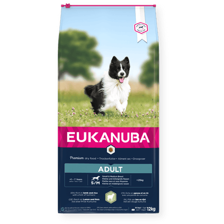 Eukanuba Adult Small/Medium Breed Lamb & Rice Dry Dog Food 12kg, Eukanuba,