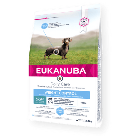 Eukanuba Daily Care Weight Control Adult Small/Medium Breed Dry Dog Food, Eukanuba, 3x2.3kg