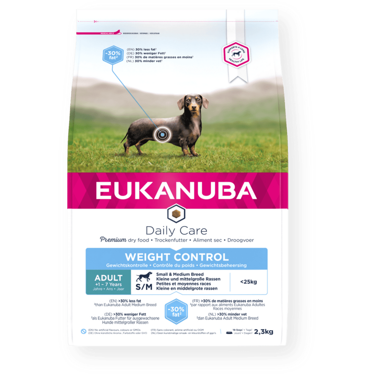 Eukanuba Daily Care Weight Control Adult Small/Medium Breed Dry Dog Food, Eukanuba, 3x2.3kg