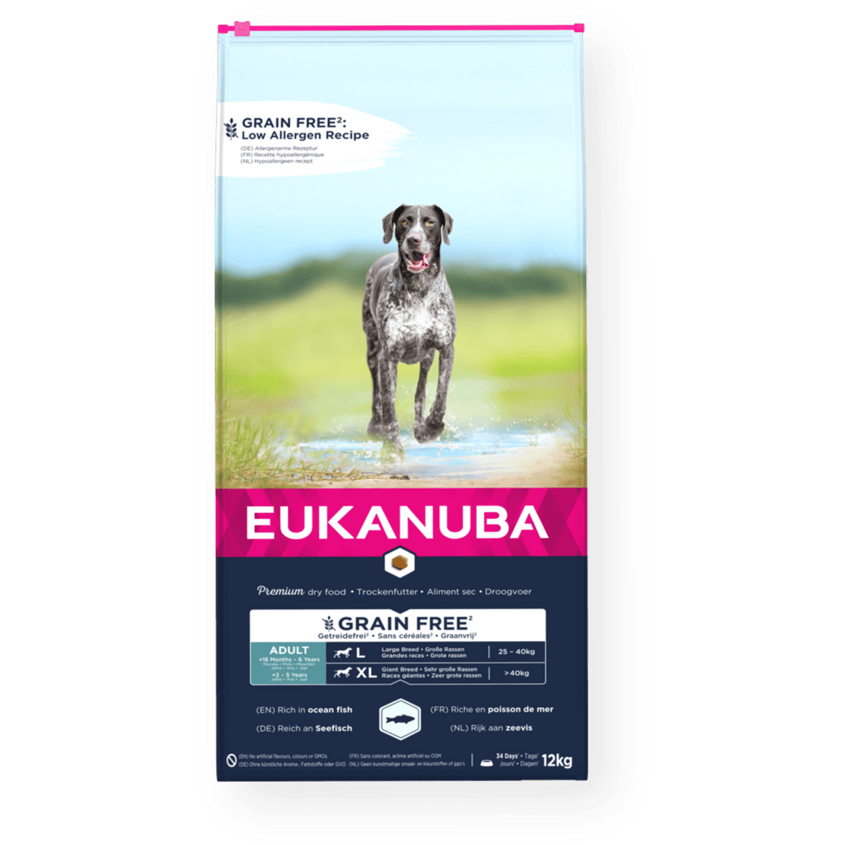 Eukanuba Grain Free Adult Large Breed Ocean Fish Dry Dog Food, Eukanuba, 12 kg