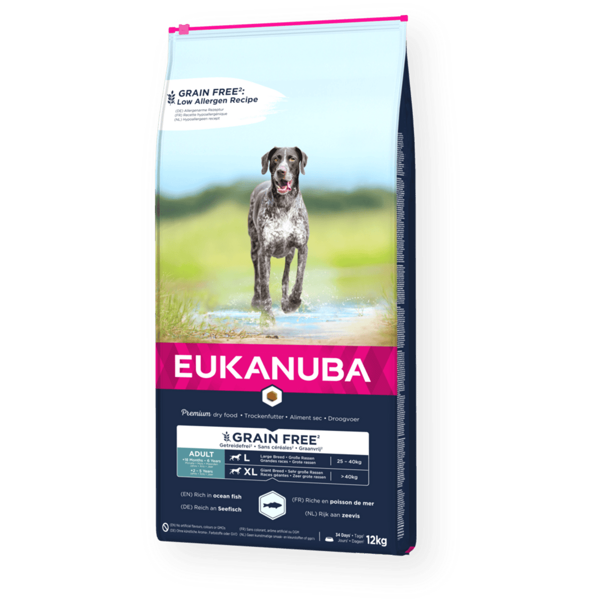 Eukanuba Grain Free Adult Large Breed Ocean Fish Dry Dog Food, Eukanuba, 12 kg