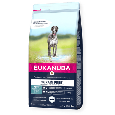 Eukanuba Grain Free Adult Large Breed Ocean Fish Dry Dog Food, Eukanuba, 3x3kg