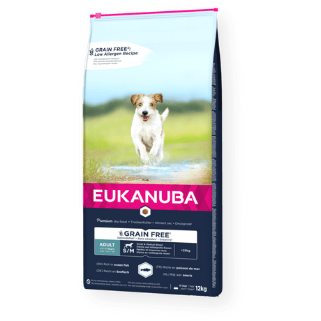 Eukanuba Grain Free Adult Small/Medium Breed Ocean Fish Dry Dog Food, Eukanuba, 12 kg