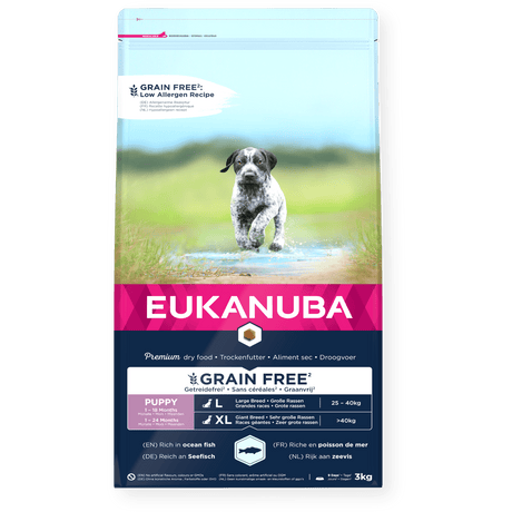 Eukanuba Grain Free Puppy Large Breed Ocean Fish Dry Dog Food, Eukanuba, 3x3kg