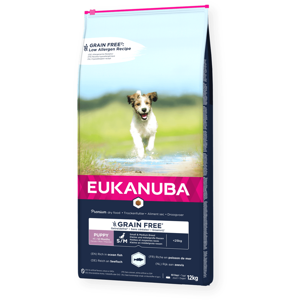 Eukanuba Grain Free Puppy Small/Medium Breed Ocean Fish Dry Dog Food, Eukanuba, 12 kg