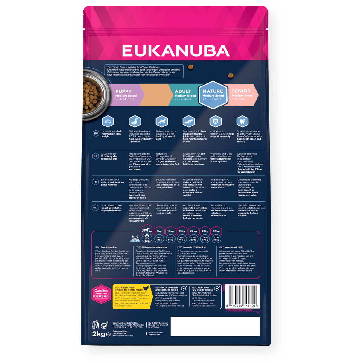 Eukanuba Mature Medium Breed Fresh Chicken Dry Dog Food, Eukanuba, 4x2kg