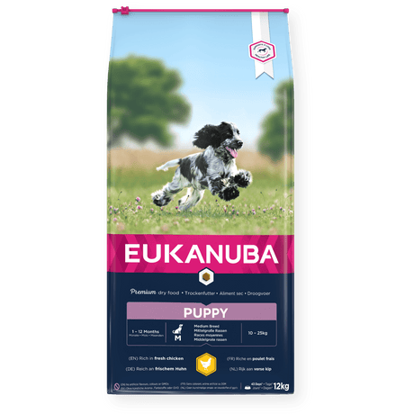Eukanuba Puppy Medium Breed Fresh Chicken Dry Dog Food, Eukanuba, 12 kg