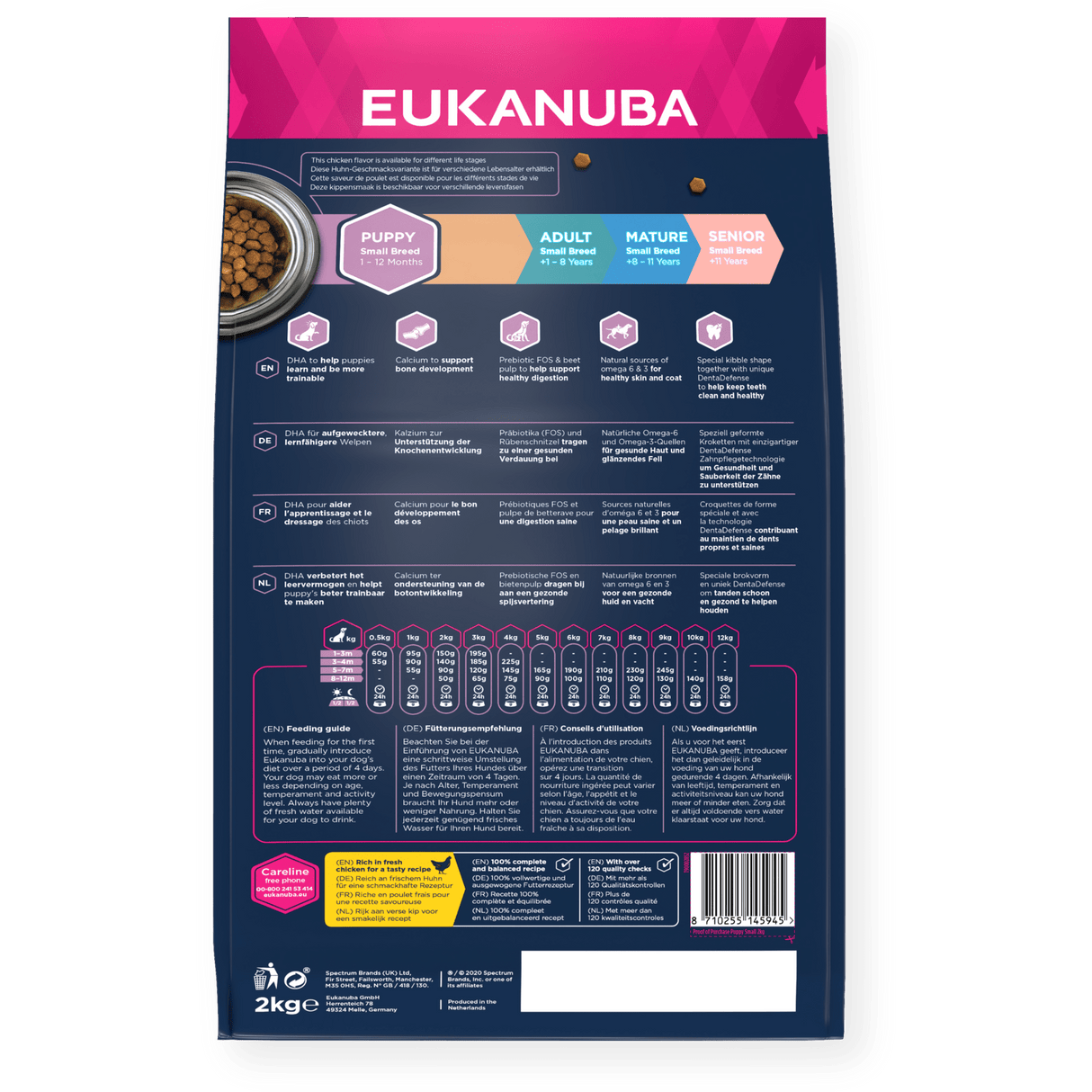 Eukanuba Puppy Small Breed Fresh Chicken Dry Dog Food 3x2kg, Eukanuba,