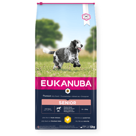 Eukanuba Senior Medium Breed Fresh Chicken Dry Dog Food, Eukanuba, 12 kg