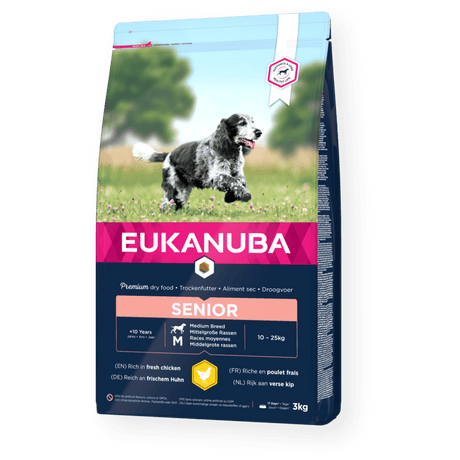 Eukanuba Senior Medium Breed Fresh Chicken Dry Dog Food, Eukanuba, 3x3kg