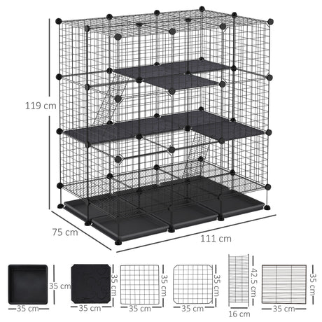 Expandable DIY 3-Tier Steel Animal Playpen Cage, PawHut,