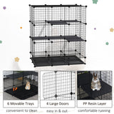 Expandable DIY 3-Tier Steel Animal Playpen Cage, PawHut,