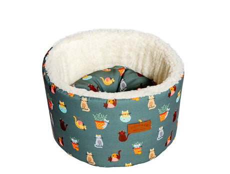 FatFace Mischievous Cats Cat Cosy Bed, FatFace, Small