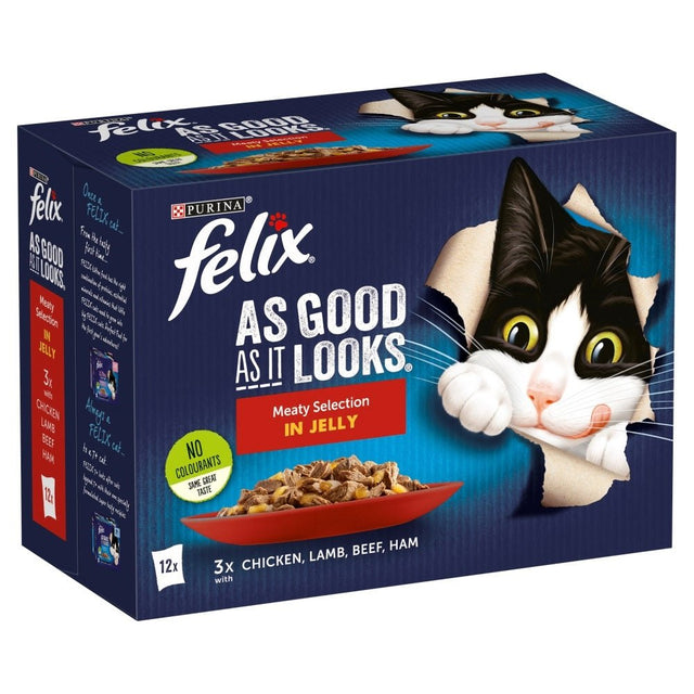 Felix Pouch As Good As It Looks Meaty Selection (Beef) in Jelly 4x (12x100g), Felix,